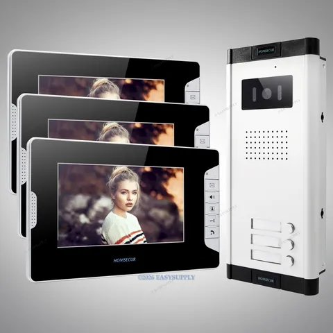 7" Hands-free Video Doorbell Security Intercom with 3pcs Monitors for House/Flat