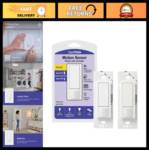 Motion Sensor Light Switch - 2 Amp Single Pole, Auto On/Off, Delay Timer, 2 Pack