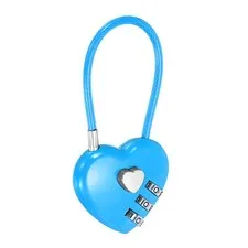 Combination Padlock (4.3 Inch, Blue), 3-Digit Heart Shaped Combo Padlock