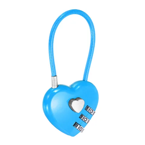 Combination Padlock (4.3 Inch, Blue), 3-Digit Heart Shaped Combo Padlock