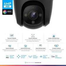 Amcrest ASH47-W SmartHome 4MP, Full Color, PTZ Outdoor Security Camera