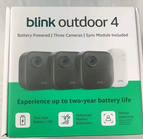 Blink Outdoor 4, (4th Gen 2025) Wireless 3 Camera Security System + Sync Module