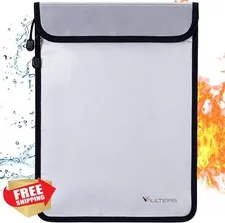 VAULTERS Grey 15x11" Fireproof Document Bag Waterproof