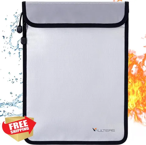 VAULTERS Grey 15x11" Fireproof Document Bag Waterproof