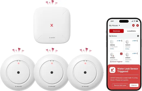 X-Sense Wi-Fi Water Leak Detector System 120dB Alarm IP66 Waterproof SWS54
