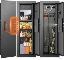 kavey 47.24" Wall Safe Between the Studs, Digital In Wall Gun Safe with Pegboard