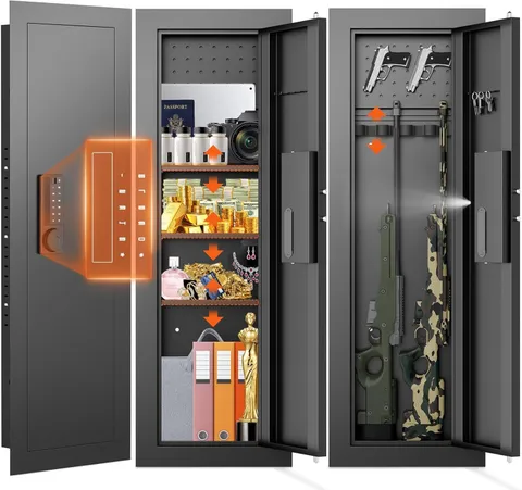 kavey 47.24" Wall Safe Between the Studs, Digital In Wall Gun Safe with Pegboard