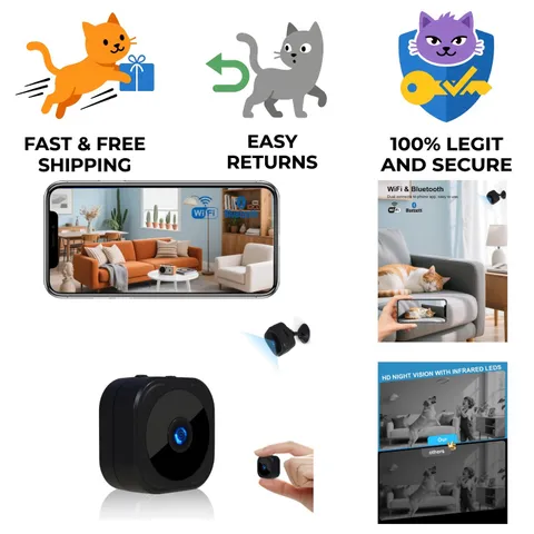 WIFI & Bluetooth Mini Camera - 1080P, Night Vision, 24/7 Home Security Solution