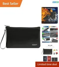Zippered Fireproof Money Bag - Secures Cash & Documents, Compact Size, Black