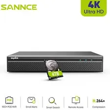 SANNCE 4K Ultra HD 8CH NVR 8MP PoE Video Recorder IP Network for Security System