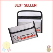ROLOWAY Small Fireproof Bag (5 x 8 inches), Non-itchy Fireproof Money Bag for Ca