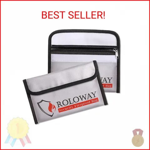 ROLOWAY Small Fireproof Bag (5 x 8 inches), Non-itchy Fireproof Money Bag for Ca