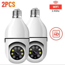​2Pcs 1080P Light Bulb Security Camera 2.4G WiFi Smart Home Surveillance Yi IoT