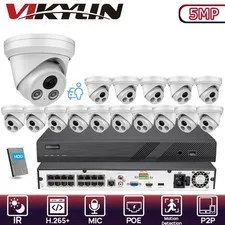 Vikylin 16POE 16CH NVR CCTV System Turret IR30M 5MP Security Camera homekit Lot