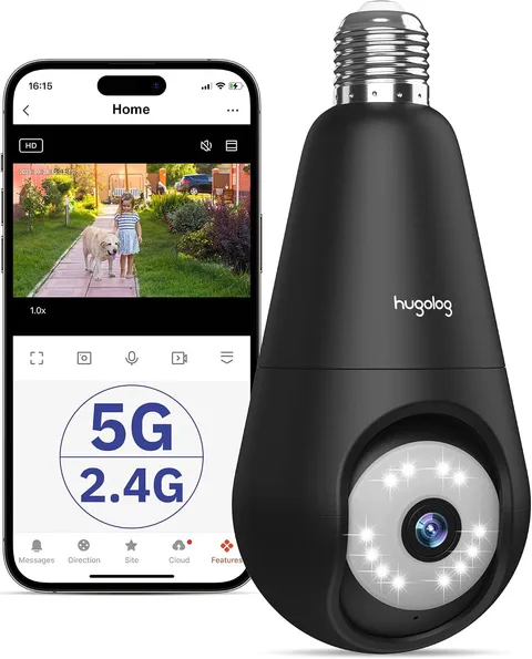 2K 3MP Light Bulb Security Camera 5G& 2.4Ghz Wifi, 360° Wireless Outdoor Indoor