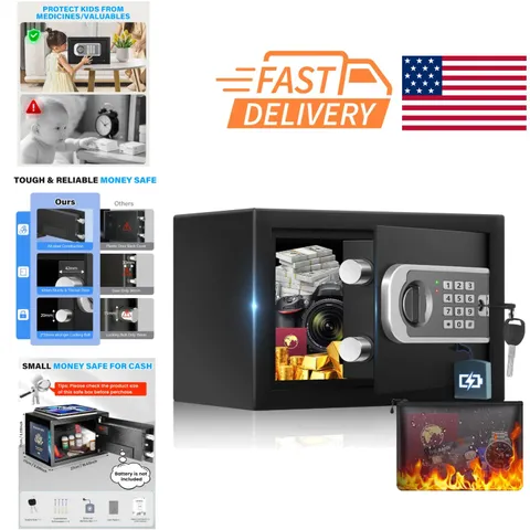 Portable Mini Safe with Fireproof Bag and Sensor Light for Valuables Storage