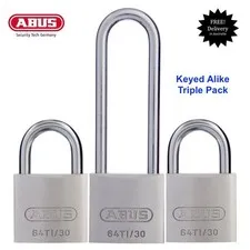 ABUS Titalium Padlock 30mm-Triple Pack Keyed Alike Padlocks-Free Post