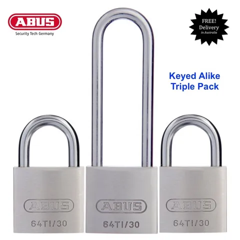 ABUS Titalium Padlock 30mm-Triple Pack Keyed Alike Padlocks-Free Post