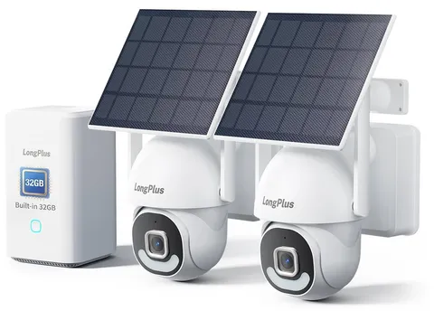 LongPlus 3K Solar Security Cameras Wireless Outdoor, 2 JA12QA1-US, 2-Cam-Kit