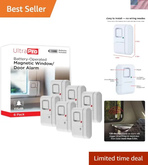 Personal Security Window and Door Alarm, 6 Pack, DIY Protection, Burglar Aler...