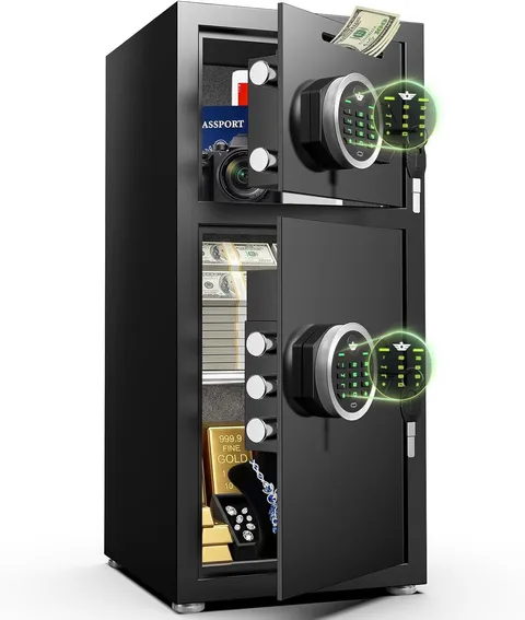 Safe, 6.5 Cub Safe Box, Large Digital Safe with Drop Slot 2 Door Safe with Shelf