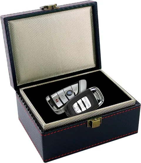 Luxury Faux Leather Faraday Cage for Key Fob and Mobile Signal Blocking