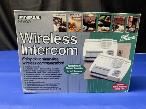 New UNIVERSAL MODEL HE-600 Wireless Intercom Baby Monitor Elderly Child Set of 2