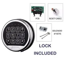 Electronic Safe Lock LED Keypad Chrome Gun Safe Lock With   2 Master Keys US