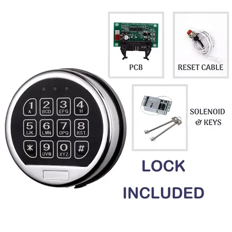 Electronic Safe Lock LED Keypad Chrome Gun Safe Lock With   2 Master Keys US