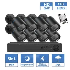 8CH 5MP Lite DVR 5MP Security Camera System 1TB HDD Night Vision Outdoor  24/7