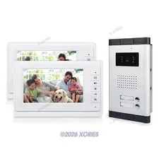 Mutil Apartment Video Door Phone System 2 Indoor Units 7"Screen Rainproof Camera