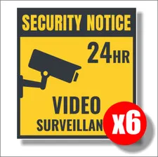 6 PACK Warning CCTV Security Surveillance Camera Sticker Sign Decal 90mm x 80mm 