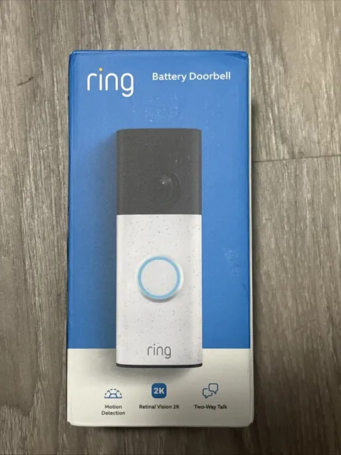Ring - Battery Doorbell (newest model) Retinal 2K with wide-angle Specked White