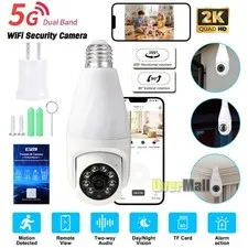 360° PTZ 2K IP E27 Light Bulb Camera 5G WiFi Night Smart Home Wireless Security