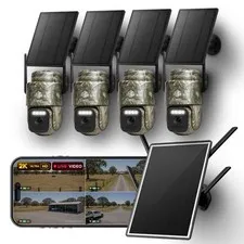 No WiFi CCTV System 4 Solar Cameras 2K 4G NVR Hub Remote Property Farm Wireless
