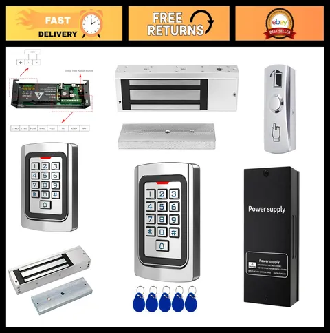 Electric Magnetic Door Lock Kit - 1200lb Access Control System, Waterproof Keypa
