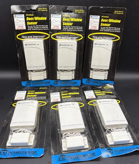 6 - X-10 Powerhouse Security Wireless Door/Window Sensors DS10A, White Brand New