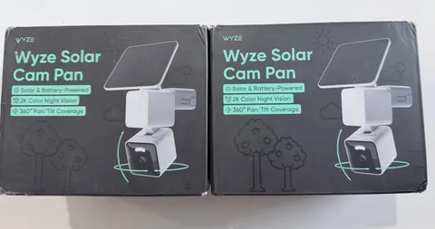 Wyze Solar Cam Pan 2 Pack 2K Battery Security Cameras w/ Solar Panels New