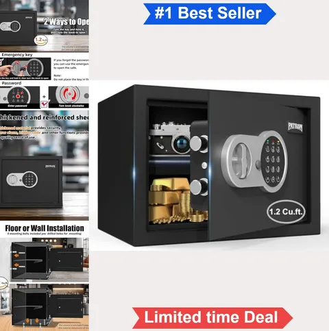 Cabinet Safe 1.2 Cu Ft Digital Keypad Key Lock Money Cash Documents Removable