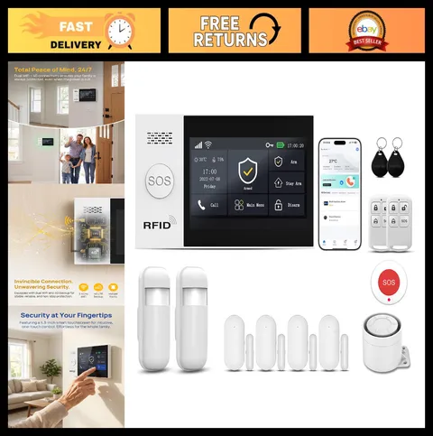 Wireless Home Security Alarm System | 4.3" Touch Screen | GSM/4G + WiFi | DIY Se