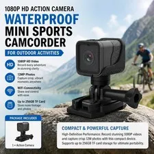 1080P HD Action Camera Waterproof Mini Sports Camcorder for Outdoor Activities