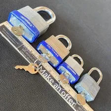 BRINKS 60mm CAL-HAWK 50mm 2 40mm GUARD SECURITY laminated padlocks Lot 4 w/ Keys