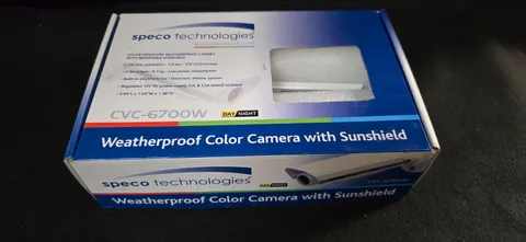 Speco CVC-6700W Weatherproof Color CCTV Camera w Sunshield 2.9mm 12V PSU NEW