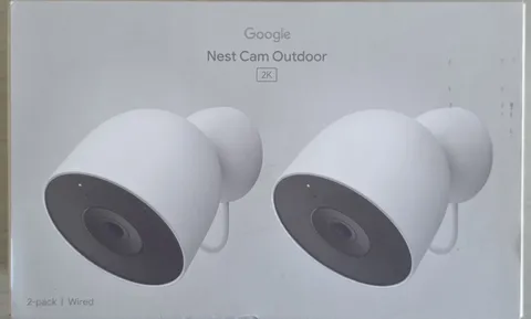 Google Nest Cam Outdoor (wired, 2nd gen) 2K Video and Gemini  2-Pack Snow -New