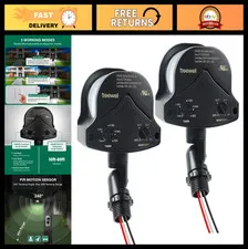 2 Pack 240° Motion Detector Sensors - Adjustable Delay, 60ft Range, 3 Modes, UL