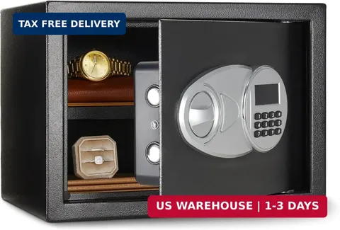 Steel Security Safe and Lock Box with Electronic Keypad, Secure Documents Storag