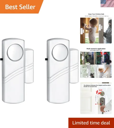 Secure Your Space with 90dB Wireless Door Window Alarm - 2 Pack, Easy Install