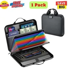 Fireproof Document Bag w/ Lock Waterproof Hard-Shell File Organizer for Document