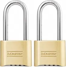 Combination Padlock Outdoor Brass Long Shackle 2-Pack 175LHEC2
