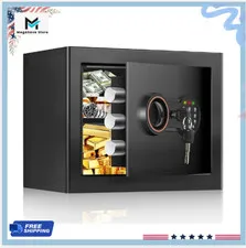 Small Home Safe Box with Alarm LED Light Wall Floor Mount Cash Jewelry Safe